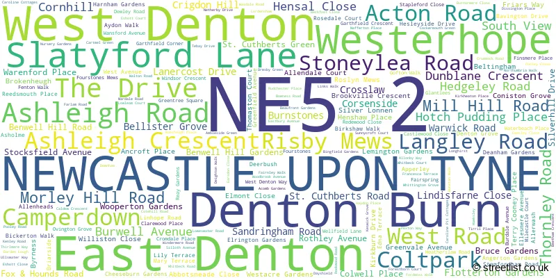 A word cloud for the NE5 2 postcode